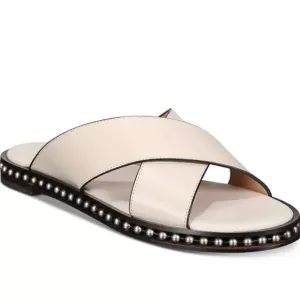 COACHHailey Flat Leather Sandals off white 8.5 NIB