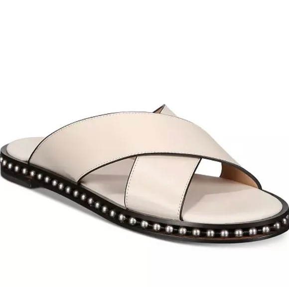 COACHHailey Flat Leather Sandals off white 8.5 NIB