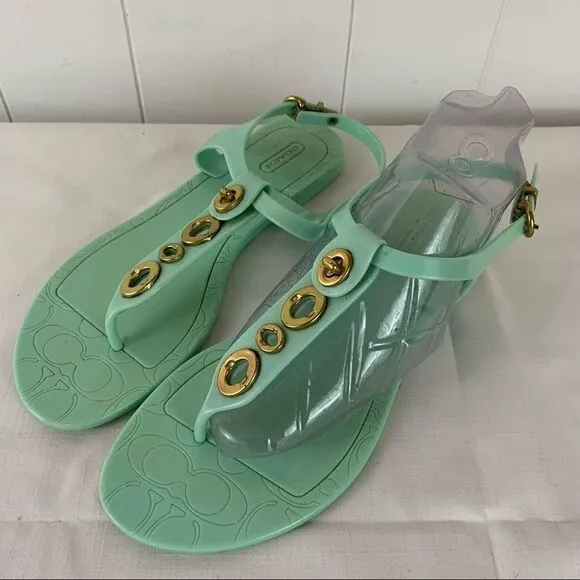 Coach Sandals Mint Green Phila Flat Flip Flops 7B