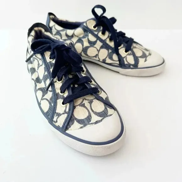 COACH Size 7 Barrett Low Top Lace Up Canvas Sneakers