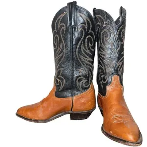 CODE WEST Black &amp; Brown Embroidered Leather Western Cowboy Boots Women’s Size 6