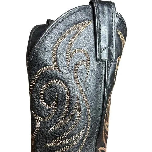 CODE WEST Black &amp; Brown Embroidered Leather Western Cowboy Boots Women’s Size 6