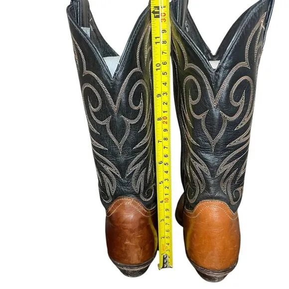 CODE WEST Black &amp; Brown Embroidered Leather Western Cowboy Boots Women’s Size 6