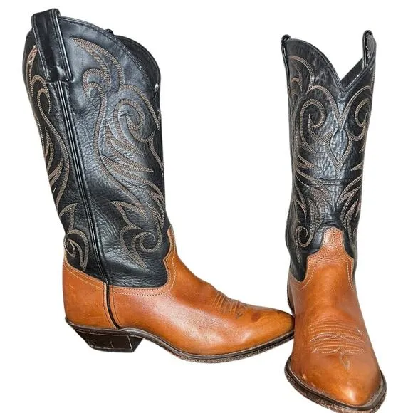 CODE WEST Black &amp; Brown Embroidered Leather Western Cowboy Boots Women’s Size 6