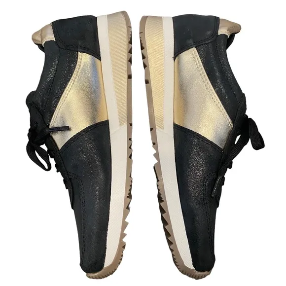 CoFi Holly Black and Metallic Gold Leather Sneakers 6.5 NEW