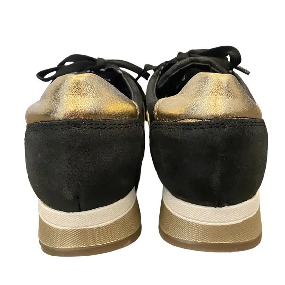 CoFi Holly Black and Metallic Gold Leather Sneakers 6.5 NEW