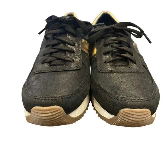 CoFi Holly Black and Metallic Gold Leather Sneakers 6.5 NEW