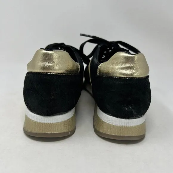 CoFi Holly Fashion Sneaker Black Gold Leather Lace Up Sneaker Women's Size 8.5