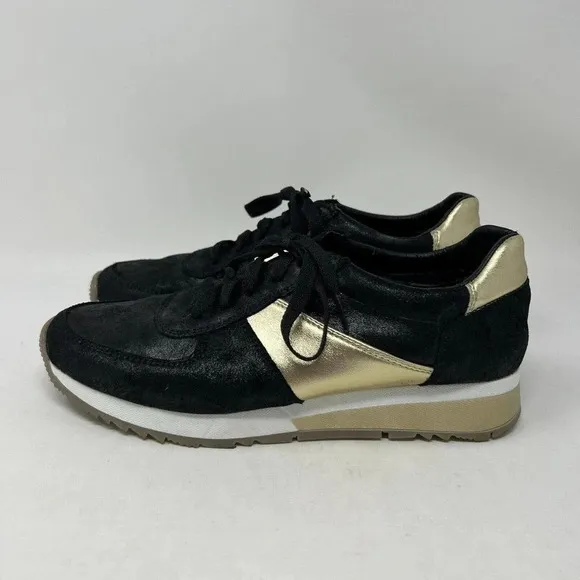 CoFi Holly Fashion Sneaker Black Gold Leather Lace Up Sneaker Women's Size 8.5