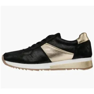 CoFi Holly Fashion Sneaker Black Gold Leather Lace Up Sneaker Women's Size 8.5