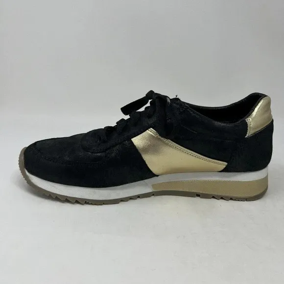 CoFi Holly Fashion Sneaker Black Gold Leather Lace Up Sneaker Women's Size 8.5