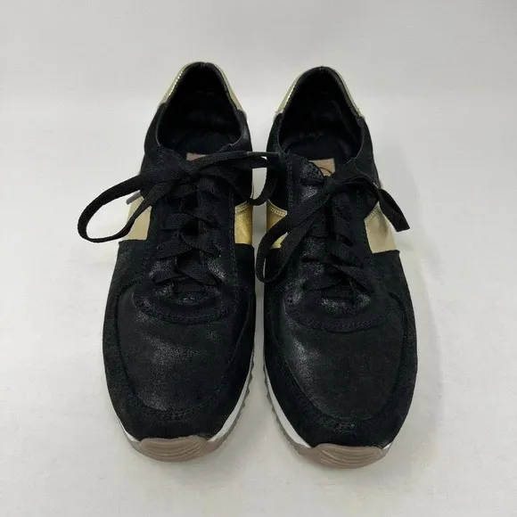 CoFi Holly Fashion Sneaker Black Gold Leather Lace Up Sneaker Women's Size 8.5