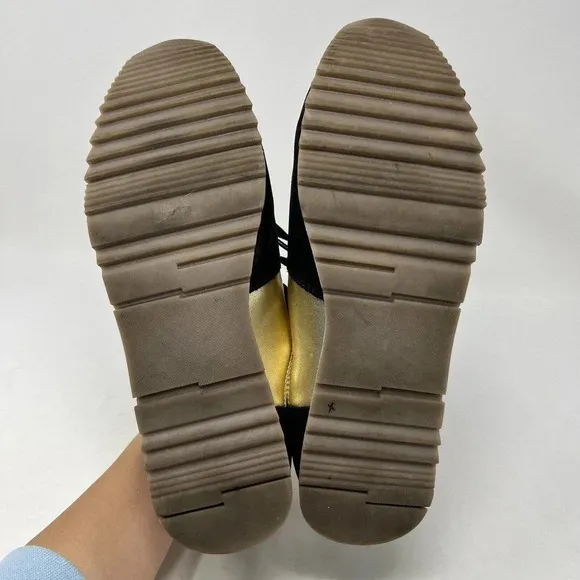 CoFi Holly Fashion Sneaker Black Gold Leather Lace Up Sneaker Women's Size 8.5