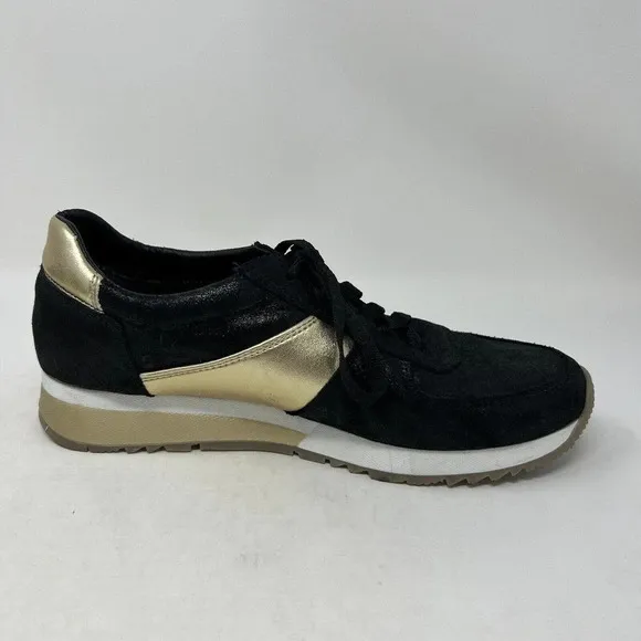 CoFi Holly Fashion Sneaker Black Gold Leather Lace Up Sneaker Women's Size 8.5