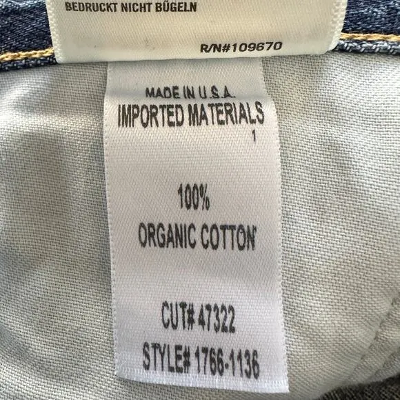 COH Emery High Rise Relaxed Crop 100% Organic Cotton USA Premium Vintage blue 26