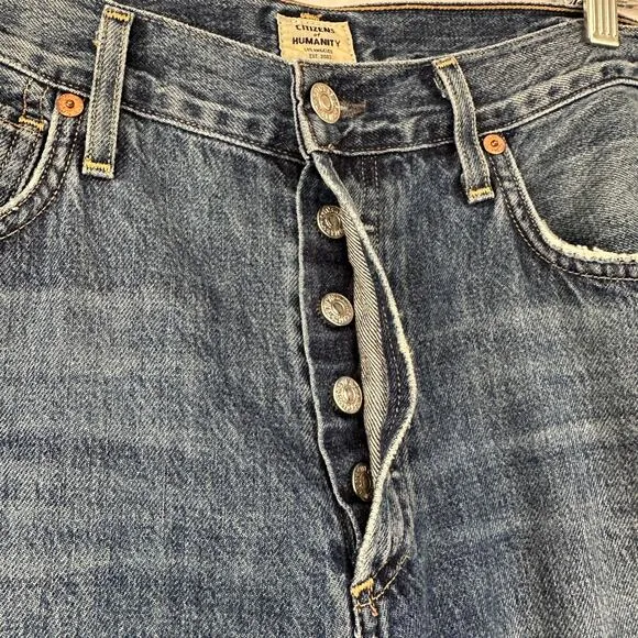 COH Emery High Rise Relaxed Crop 100% Organic Cotton USA Premium Vintage blue 26