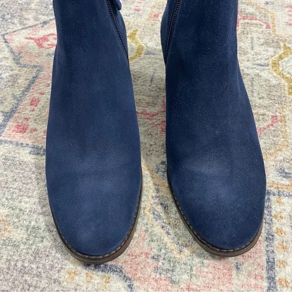 Cole Haan 7 Navy Blue Suede Wilette Buckle Ankle Booties Boots Grand OS