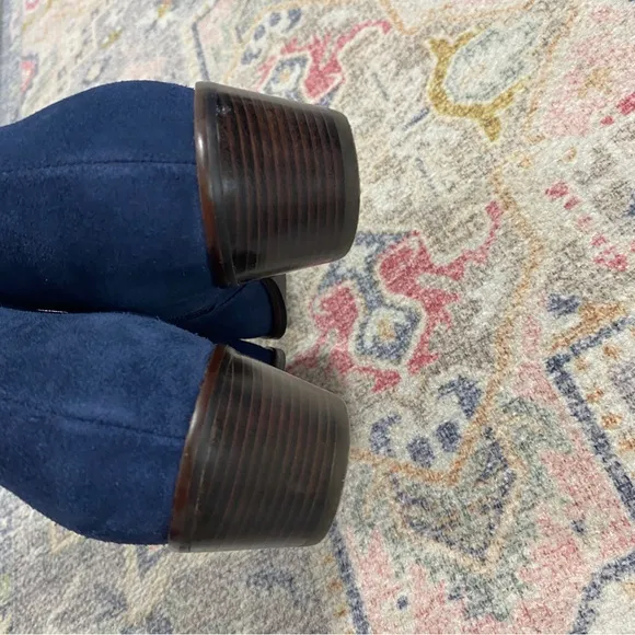 Cole Haan 7 Navy Blue Suede Wilette Buckle Ankle Booties Boots Grand OS