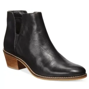 Cole Haan Abbot Ankle Boot Leather Notched Pull On Block Heel Chelsea Black 9