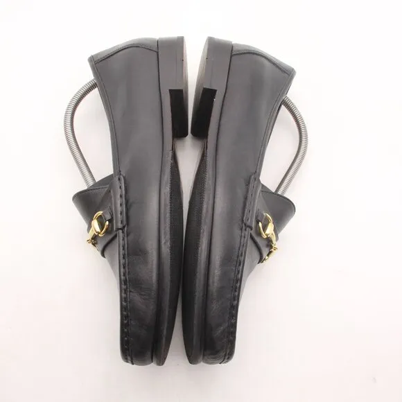 Cole Haan Ascot II Loafers Men's Size 10 W Black Leather Gold Horsebit C02498