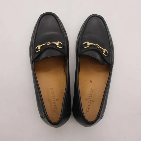 Cole Haan Ascot II Loafers Men's Size 10 W Black Leather Gold Horsebit C02498