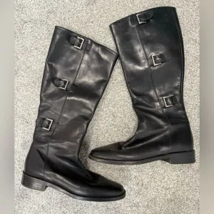 Cole Haan Black Leather Buckle Riding Boots Women’s Size 7