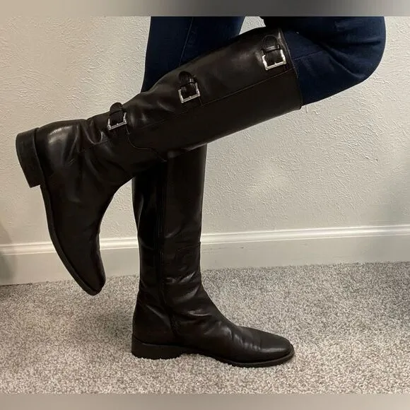 Cole Haan Black Leather Buckle Riding Boots Women’s Size 7