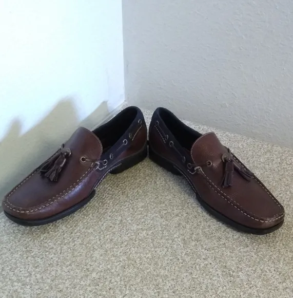 Cole Haan Brown &amp; Navy Leather Tassel Loafers