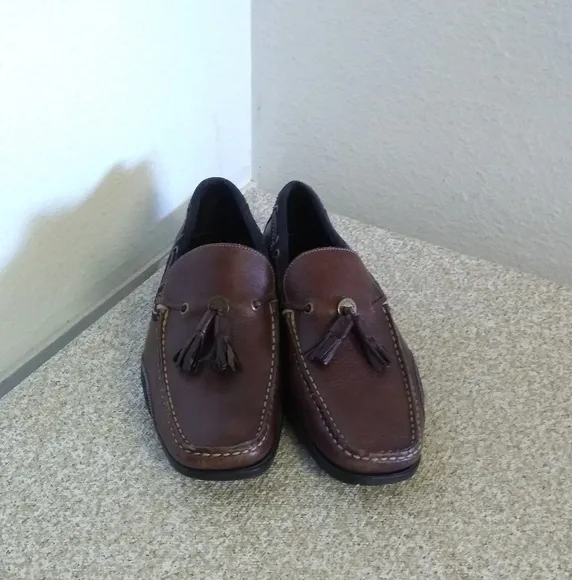 Cole Haan Brown &amp; Navy Leather Tassel Loafers