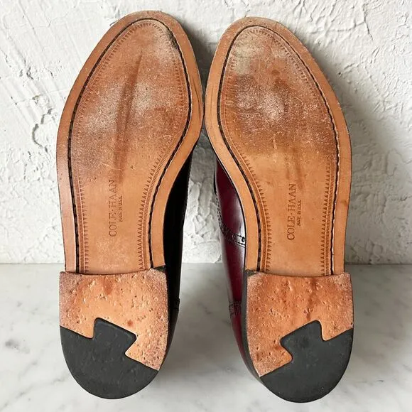 Cole Haan Burgundy Leather Tassel Kiltie Loafer - Men's 8.5D USA Made in Maine