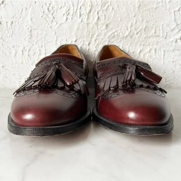 Cole Haan Burgundy Leather Tassel Kiltie Loafer - Men's 8.5D USA Made in Maine