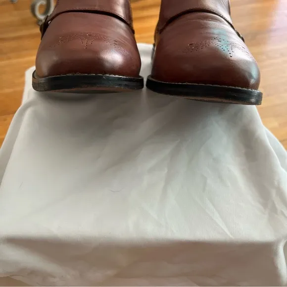 Cole Haan Cambridge Monk Leather Perforated Double Strap Boots Brown Size 11M