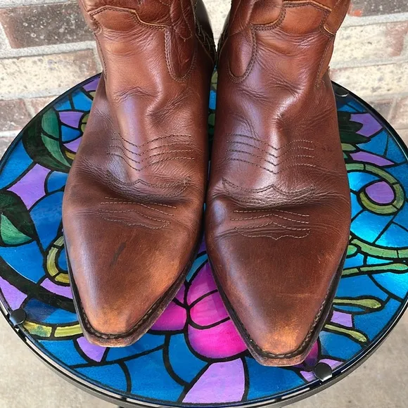 Cole Haan Cognac Brown Pointed Toe Cowboy Boots Style 09075 Western Classic