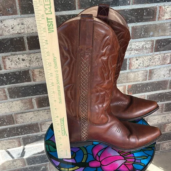 Cole Haan Cognac Brown Pointed Toe Cowboy Boots Style 09075 Western Classic