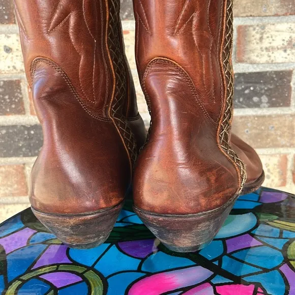 Cole Haan Cognac Brown Pointed Toe Cowboy Boots Style 09075 Western Classic