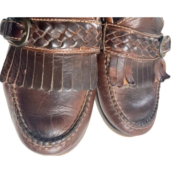 Cole Haan Country Men's Brown Leather Kiltie Buckle Loafers Size 8.5M (F6656)