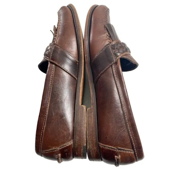 Cole Haan Country Men's Brown Leather Kiltie Buckle Loafers Size 8.5M (F6656)
