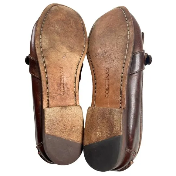 Cole Haan Country Men's Brown Leather Kiltie Buckle Loafers Size 8.5M (F6656)