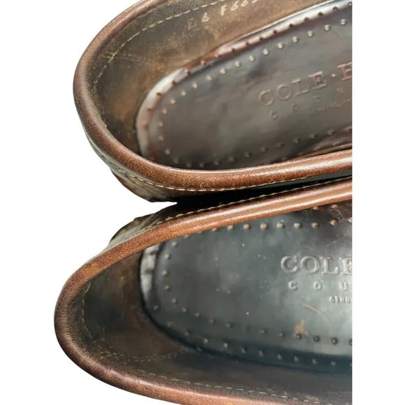 Cole Haan Country Men's Brown Leather Kiltie Buckle Loafers Size 8.5M (F6656)