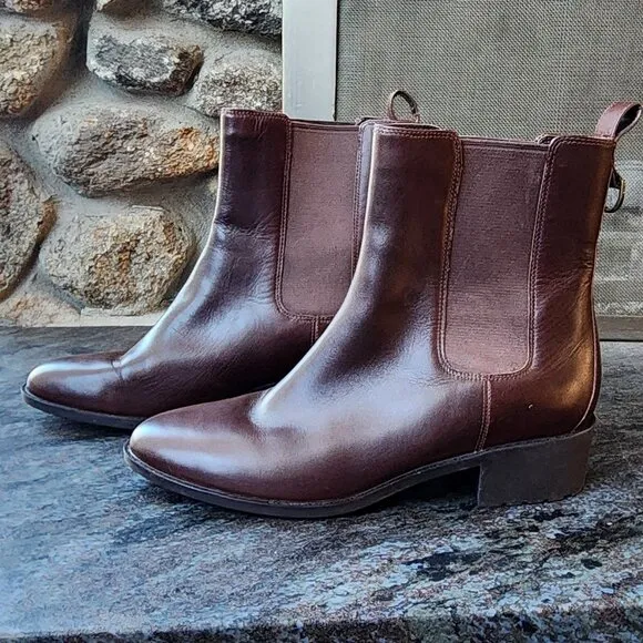 Cole Haan Grand OS Chelsea Madison Cognac Leather Waterproof Boots Size 10.5B
