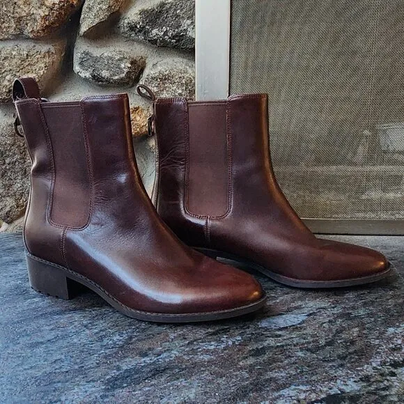 Cole Haan Grand OS Chelsea Madison Cognac Leather Waterproof Boots Size 10.5B