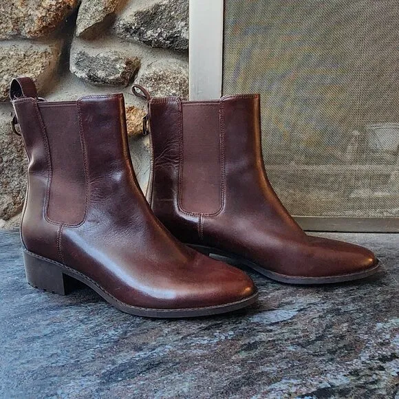 Cole Haan Grand OS Chelsea Madison Cognac Leather Waterproof Boots Size 10.5B