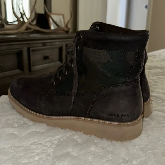 Cole Haan Grand.os Brown Camo Leather Boots
