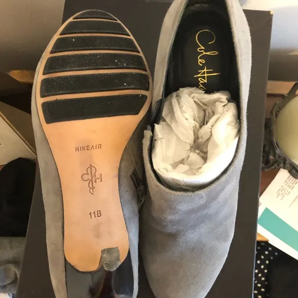 Cole Haan Gray Ankle Boots Suede Minimalist Design
