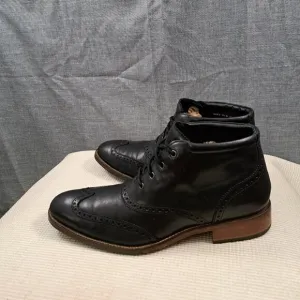 Cole Haan Liam Chukka II Semi Wing Tip C11052 Men's Black Leather Boots Sz 10.5