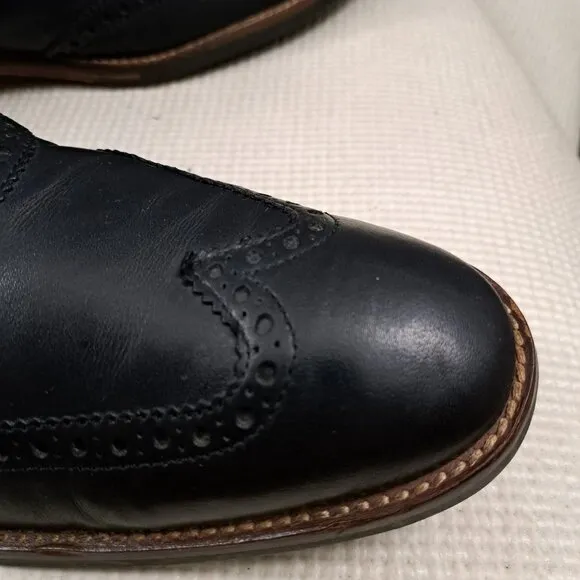 Cole Haan Liam Chukka II Semi Wing Tip C11052 Men's Black Leather Boots Sz 10.5