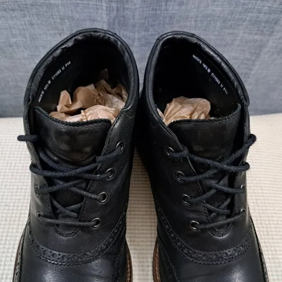 Cole Haan Liam Chukka II Semi Wing Tip C11052 Men's Black Leather Boots Sz 10.5