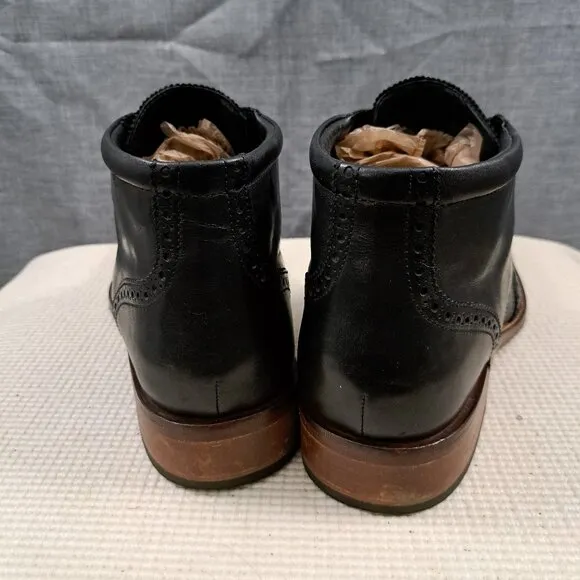 Cole Haan Liam Chukka II Semi Wing Tip C11052 Men's Black Leather Boots Sz 10.5