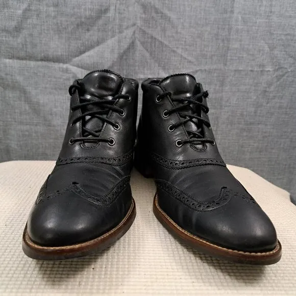 Cole Haan Liam Chukka II Semi Wing Tip C11052 Men's Black Leather Boots Sz 10.5
