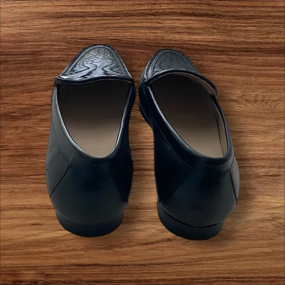 COLE HAAN Loafers Leather Pinch Weave Hand Sewn Excellent Black Size 9